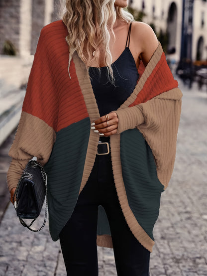 Stylish Versatile Color-Block Loose Cardigan for Women