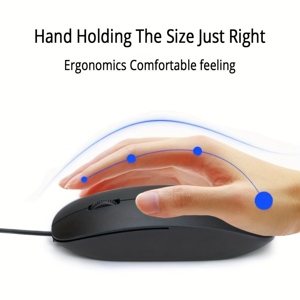 [Ultra-Thin] Ultra-Thin 1200dpi Wired Gaming Mouse | Ergonomic Design, Anti-Slip Scale Pattern, 3D Roller | PC and Laptop | Business Computing Tools, Minimalist Mouse Design, Durable Optical Mouse, Black & White Options
