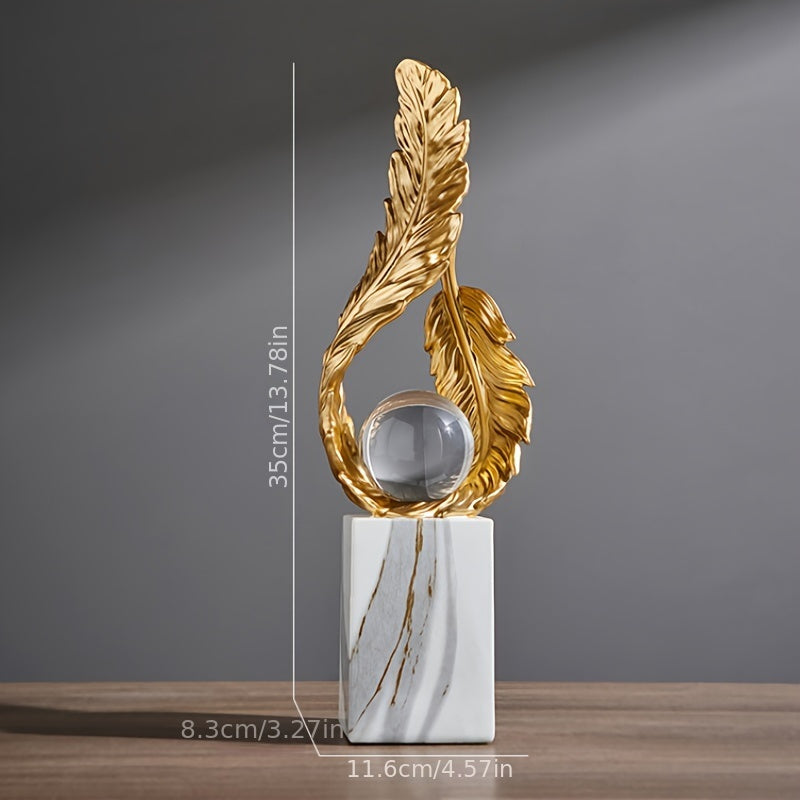1 pc of Resin Light Luxury Feather Statue, High-end Decoration for Living Room, Foyer, TV Cabinet Decoration, Simple Modern Creative Home Decoration, Desk and Shelf Rack Decor