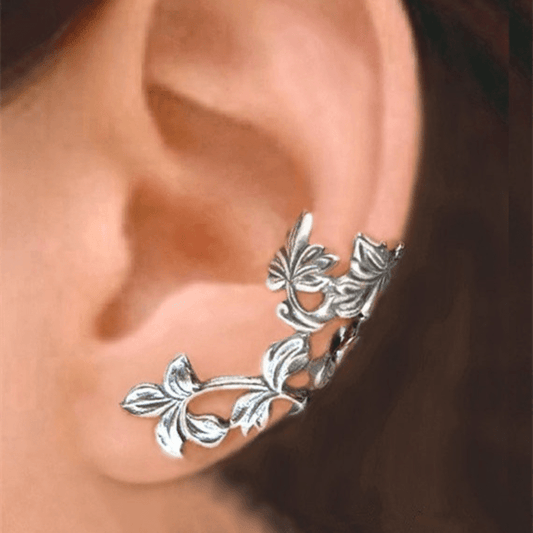 1 Pair Vintage Ear Clips Earrings - Piercing-Free, Hollow, Leaf & Flower Shaped Ear Cuffs for Women - Exquisite Non-Piercing Ear Jewelry with a Nostalgic Vintage Charm