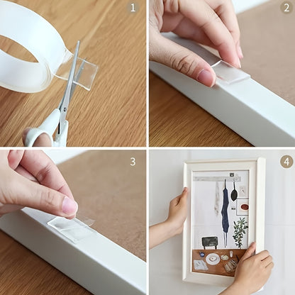 1 Roll Outdoor Heavy Duty Double Sided Tapes, Reusable Traceless Strong Sticky Tape Strips, Multipurpose Removable Washable Clear Mounting Nano Tape For Paste Items In Home Office Car