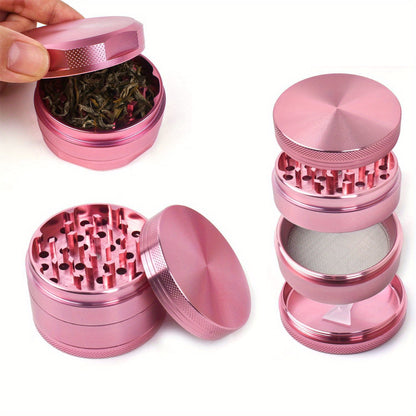 1pc 4-Layer Premium Aluminum Alloy Grinder - Effortless Spice Crushing, Herb Grinding, and Kitchen Prep - Durable, Easy-to-Clean, Compact Design, Perfect for Chrismas Gifts, Halloween Gifts, and Halloween Decoration