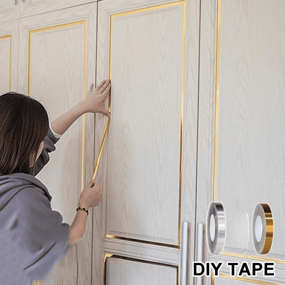 1 Roll Brushed Golden/Silvery Floor Edging Waterproof Seam Wall Stickers, Wall Gap Ceiling Home Decoration, Self-Adhesive Tile Tape, 1968.5inch