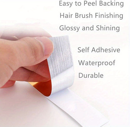 1 Roll Brushed Golden/Silvery Floor Edging Waterproof Seam Wall Stickers, Wall Gap Ceiling Home Decoration, Self-Adhesive Tile Tape, 1968.5inch