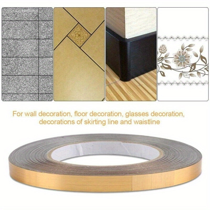 1 Roll Brushed Golden/Silvery Floor Edging Waterproof Seam Wall Stickers, Wall Gap Ceiling Home Decoration, Self-Adhesive Tile Tape, 1968.5inch