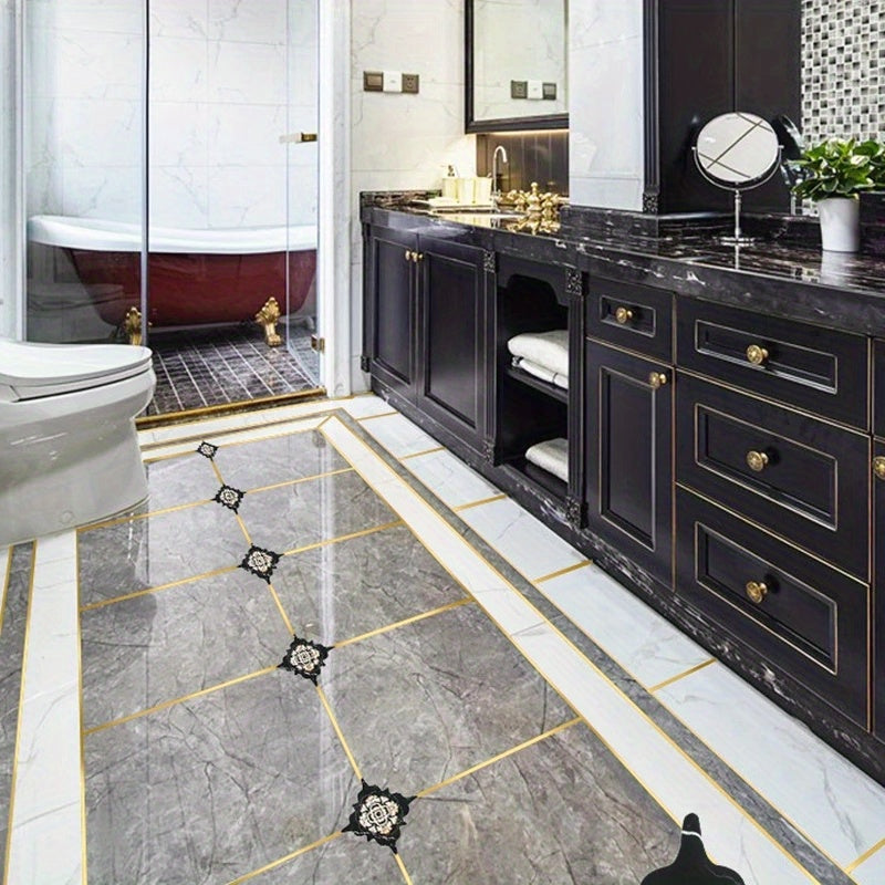 1 Roll Brushed Golden/Silvery Floor Edging Waterproof Seam Wall Stickers, Wall Gap Ceiling Home Decoration, Self-Adhesive Tile Tape, 1968.5inch