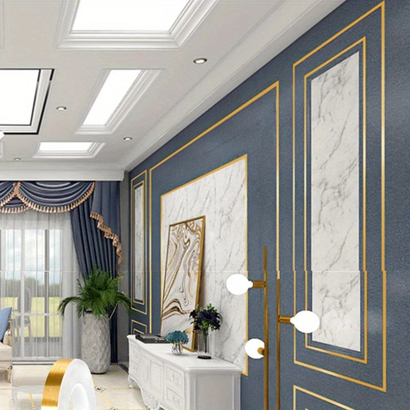 1 Roll Brushed Golden/Silvery Floor Edging Waterproof Seam Wall Stickers, Wall Gap Ceiling Home Decoration, Self-Adhesive Tile Tape, 1968.5inch