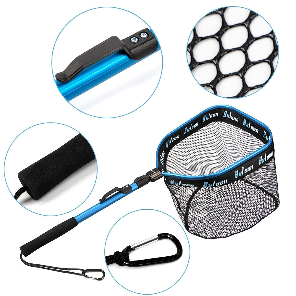 [YVLEEN Floating Fishing Net] YVLEEN Rubber Coated Floating Fishing Net - Compact & Foldable for Easy Transportation & Storage - Best for Steelhead, Salmon, Fly, Kayak, Catfish, Bass, Trout Fishing - Easy Catch & Release - Be