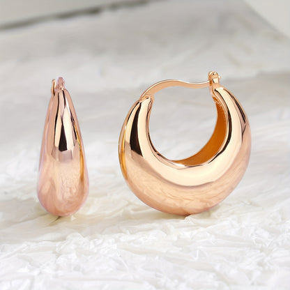 1 Pair Charm-In Elegant Hoop Earrings, 18K Golden Plated Copper, Fashionable Daily & Gift Wear, Valentine'S Day Suitable, All-Season Accessory