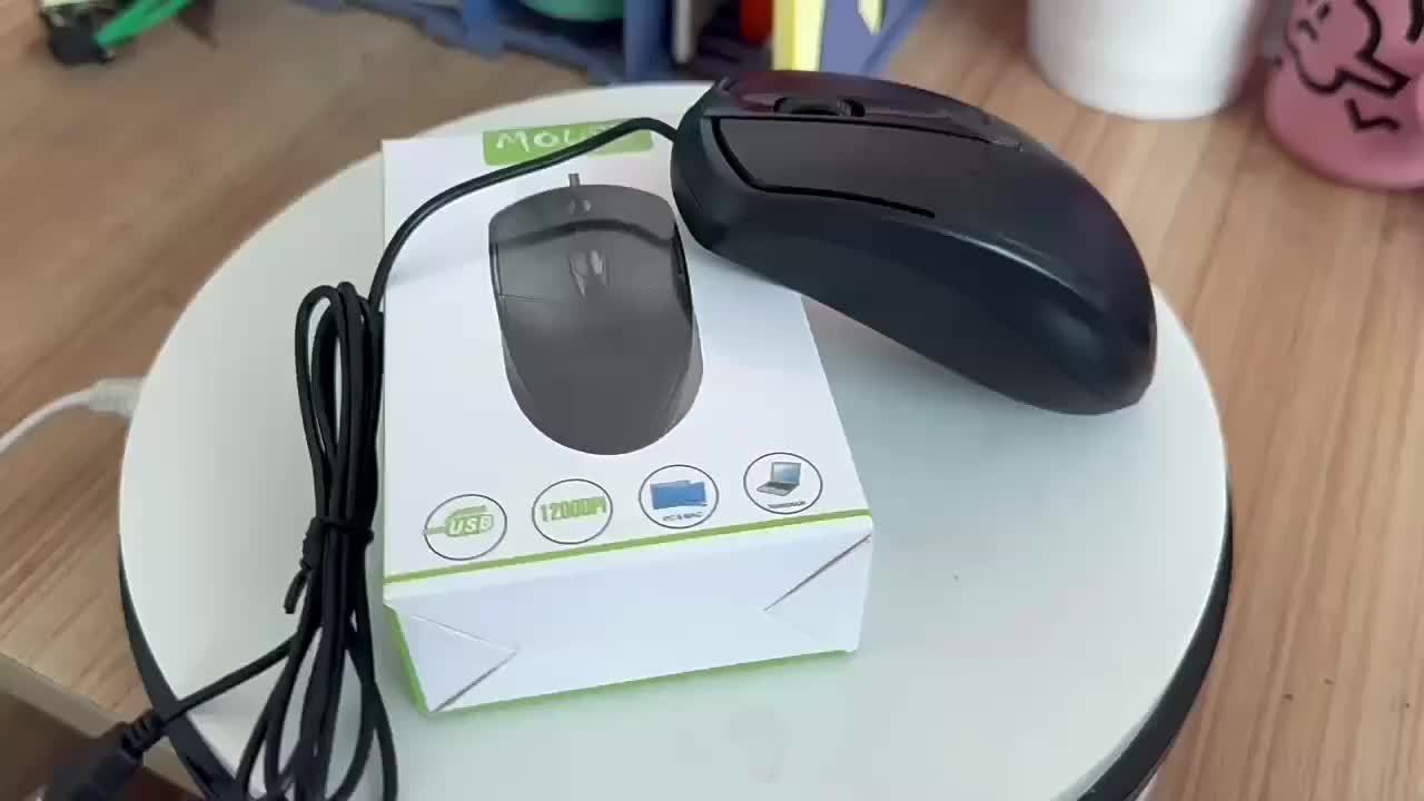 1pc Ambidextrous Wired USB Optical Mouse, 1200DPI Trackball, Smooth Movement on Various Surfaces, Anti-Slip Roller, Compatible with PC, Notebook, Desktop - Plastic, Wheel-Mouse, No Battery Required