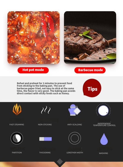 [Electric BBQ Grill Hot Pot] Smokeless Electric BBQ Grill and Hot Pot - Separable, Perfect for Home Cooking