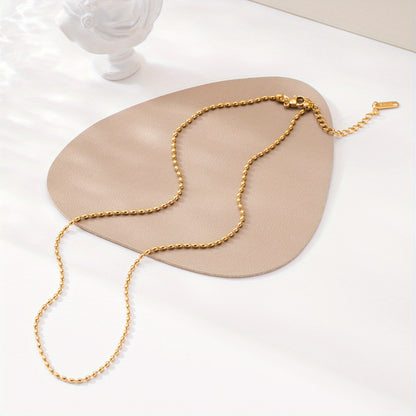 Stainless Steel Minimalist Rice Bead Necklace Charm Clavicle Chain Jewelry For Women For Daily Decoration