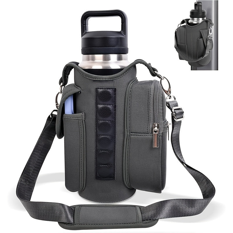[Fitness Carrying Bag with Shoulder Strap] Fitness Magnetic Bag Water Bottle Holder Fitness Bottle Carrying Bag, with Mobile Phone Pocket and Handle Shoulder Strap Fitness Accessories Storage, Suitable for Men and Women, 5 Bu