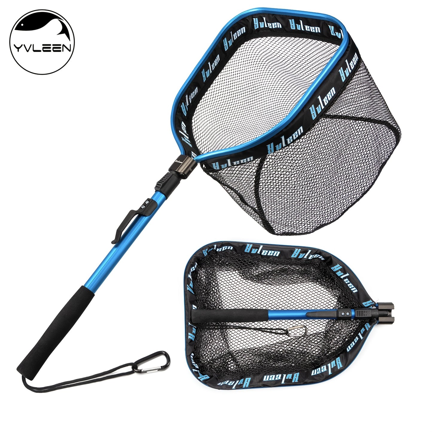 [YVLEEN Floating Fishing Net] YVLEEN Rubber Coated Floating Fishing Net - Compact & Foldable for Easy Transportation & Storage - Best for Steelhead, Salmon, Fly, Kayak, Catfish, Bass, Trout Fishing - Easy Catch & Release - Be
