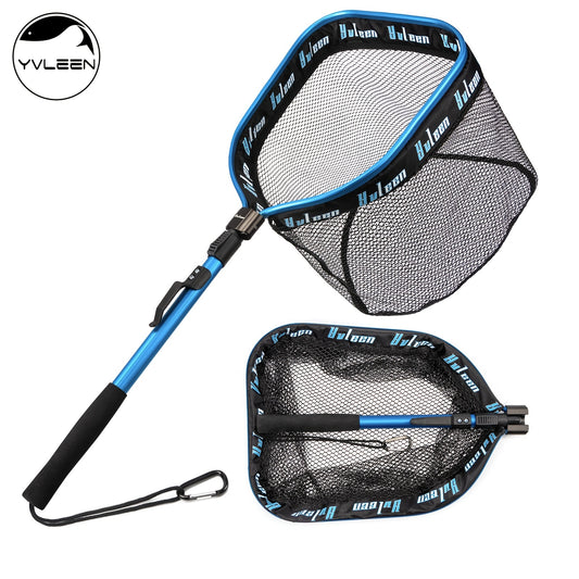 [YVLEEN Floating Fishing Net] YVLEEN Rubber Coated Floating Fishing Net - Compact & Foldable for Easy Transportation & Storage - Best for Steelhead, Salmon, Fly, Kayak, Catfish, Bass, Trout Fishing - Easy Catch & Release - Be