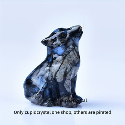 1pc 3. 5cm/1. 38in Crystal Carving Wolf, Pocket Decoration, Bare Stone, Home Decoration