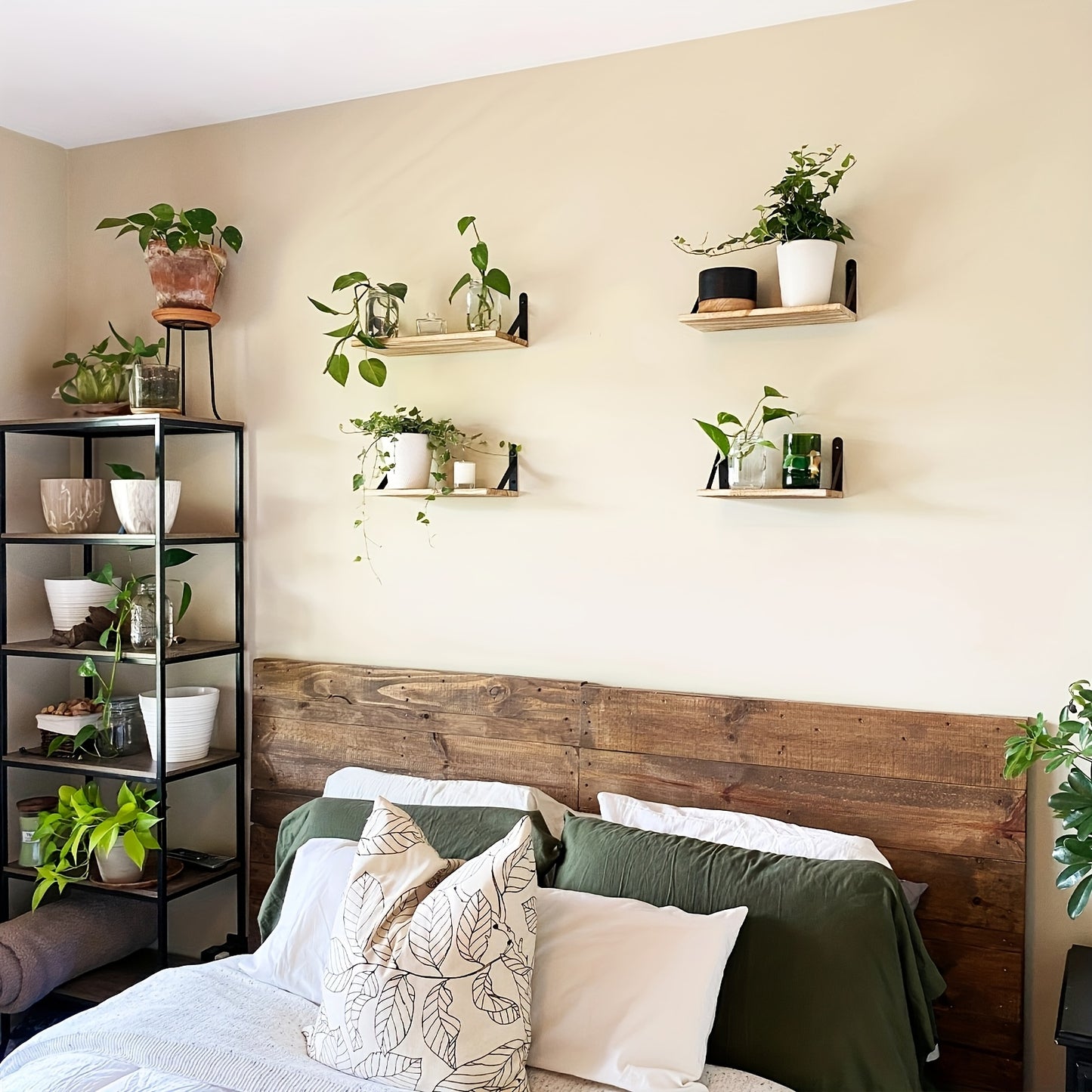 [4pcs Floating Shelves] 4pcs Floating Shelves, Wall Mounted Shelves | For Room Decor, Bathroom Storage, Bedroom, Living Room, And Plants, Home Storage Decoration Utility Shelf