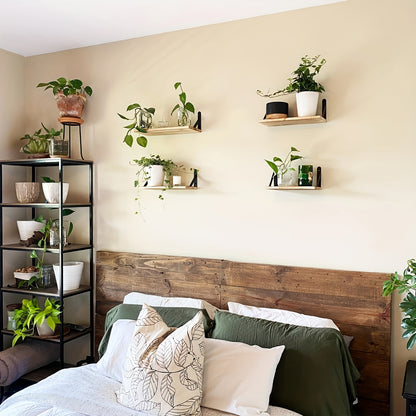 [4pcs Floating Shelves] 4pcs Floating Shelves, Wall Mounted Shelves | For Room Decor, Bathroom Storage, Bedroom, Living Room, And Plants, Home Storage Decoration Utility Shelf
