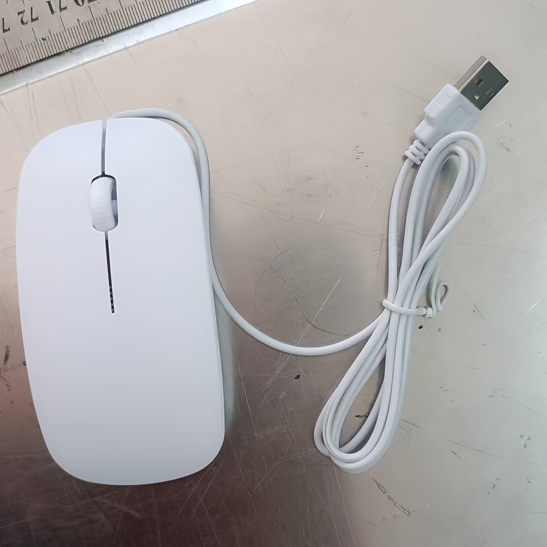 [Ultra-Thin] Ultra-Thin 1200dpi Wired Gaming Mouse | Ergonomic Design, Anti-Slip Scale Pattern, 3D Roller | PC and Laptop | Business Computing Tools, Minimalist Mouse Design, Durable Optical Mouse, Black & White Options