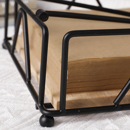 [Metal Napkin Rack] Iron Art Design 1pc Tissue Dispenser - Metal Hollow Napkin Holder for Kitchen Countertop, Dining Table, Home Decoration