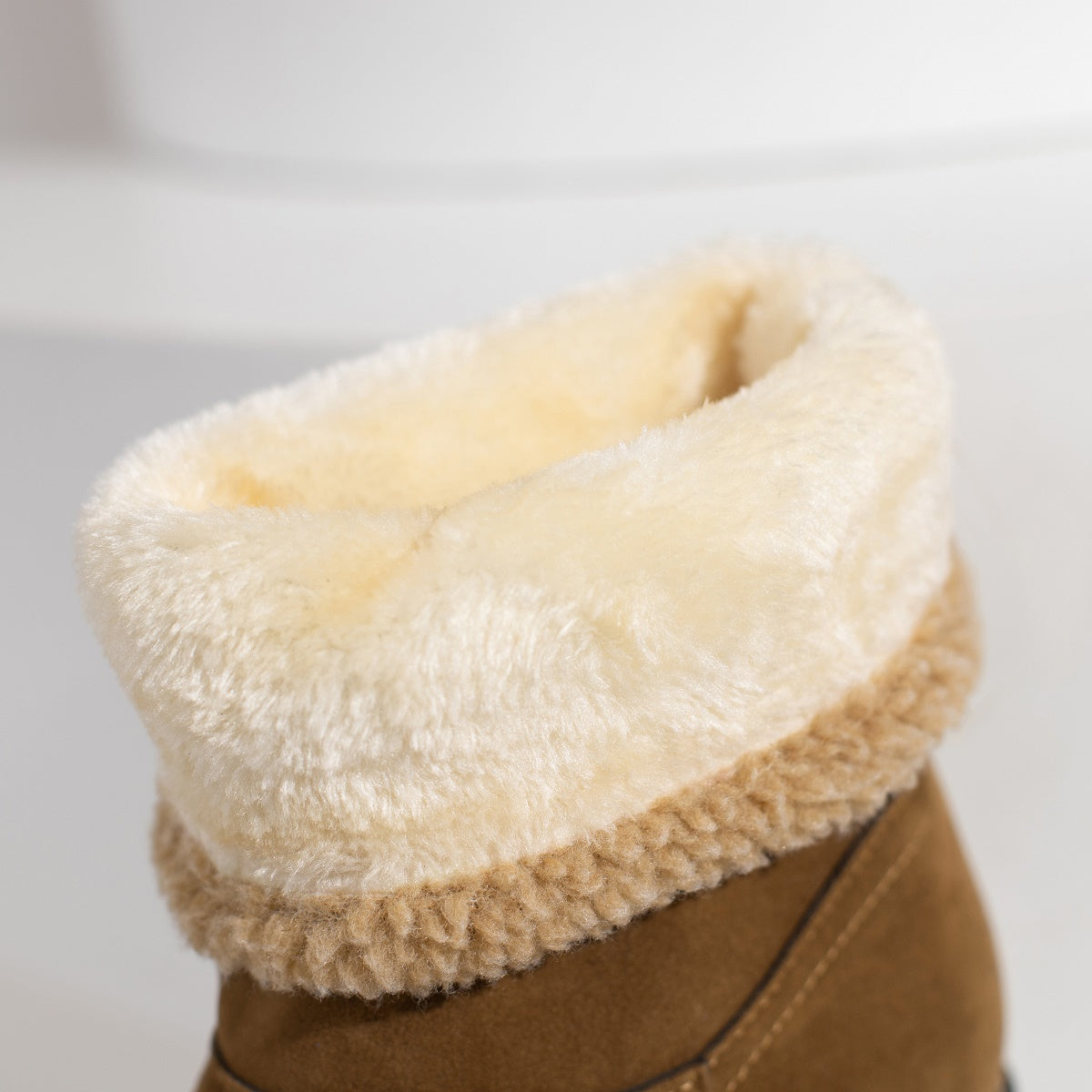 [Faux Fur Lined Boots] Warm Faux Fur Lined Women's Boots - Slip On Block Heeled Ankle Boots - Women's Footwear
