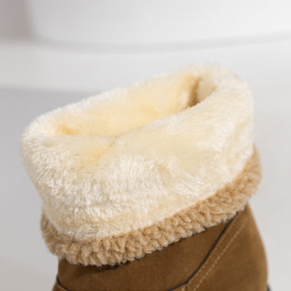 [Faux Fur Lined Boots] Warm Faux Fur Lined Women's Boots - Slip On Block Heeled Ankle Boots - Women's Footwear