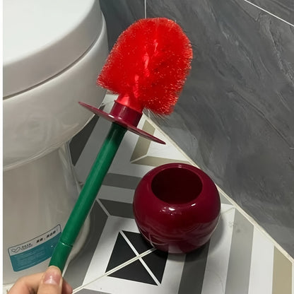 1-Set Cherry-Shaped Toilet Brush and Holder- Durable, Space-Saving Bathroom Cleaning Tool