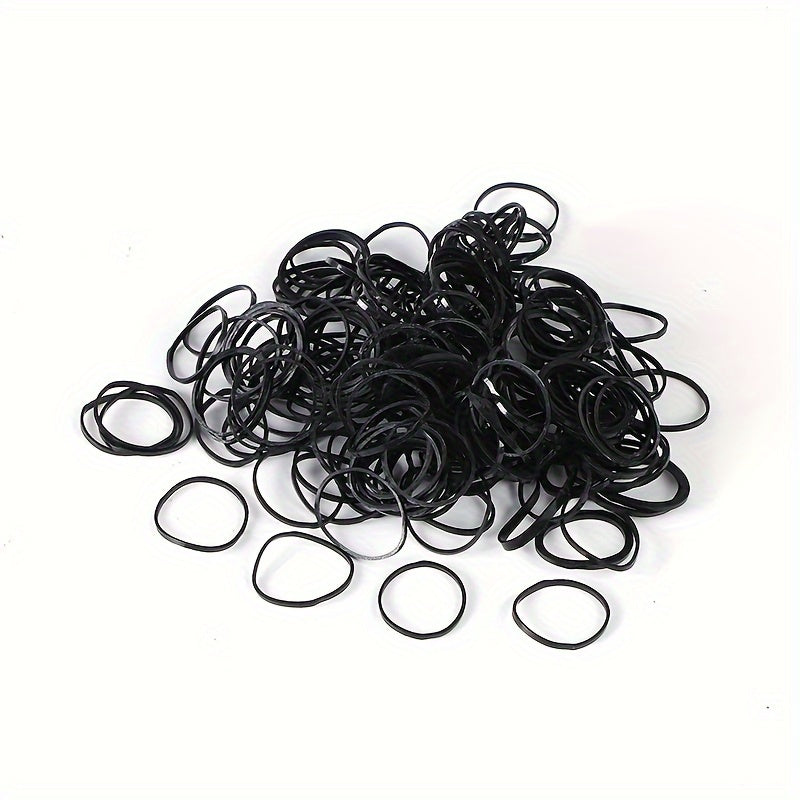 100pcs Black Disposable Hair Ties - Thick, High Elasticity, No-Damage Ponytail Holders for Women & Girls - Perfect for Christmas & New Year Styling