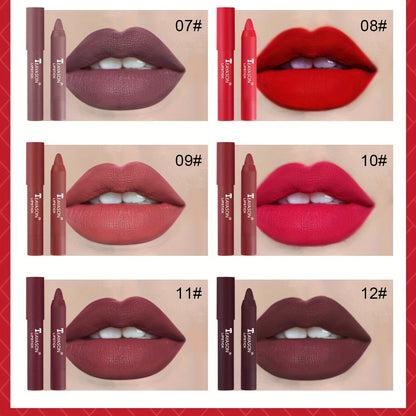 12 Colors Matte Moisturizing Lipstick Crayons - Vibrant Lipstick for Smooth, Long-Lasting, Waterproof Finish - Perfect Valentine's Day Gift for Her