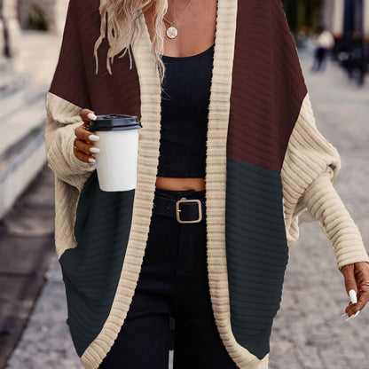 Stylish Versatile Color-Block Loose Cardigan for Women