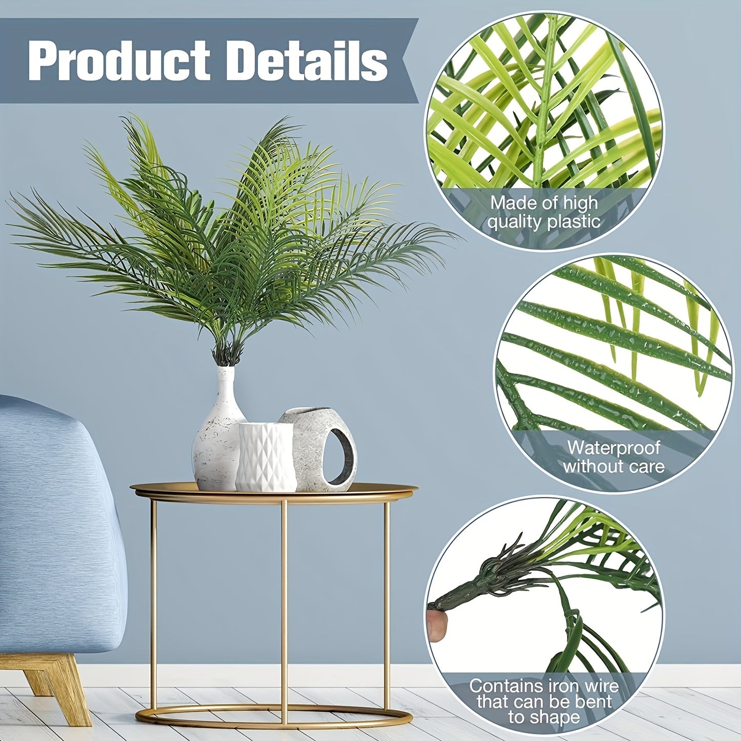 1pc 20" Fake Plants, Large Tropical Palm Tree, Artificial Monstera Faux Plant Tree In Pot For Indoor Outdoor Home Office Garden Decoration