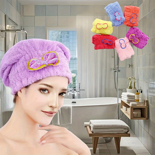 1 Pc Absorbent Coral Velvet Hair Drying Towel - Fast Drying Long Hair Turban Wrap For Women - Princess Shower Cap