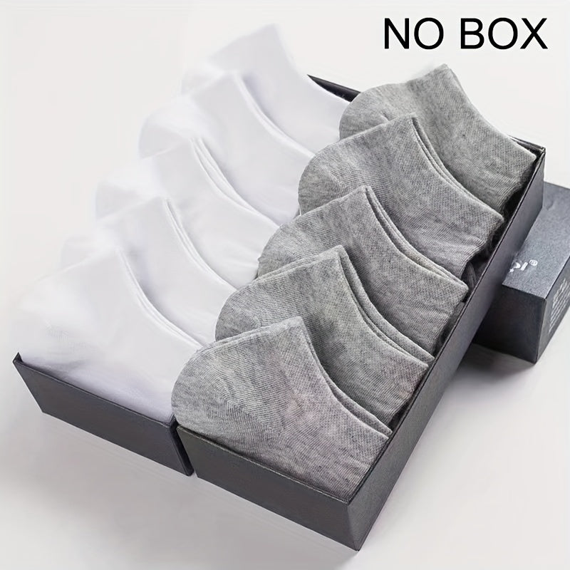 1/5/10/20 Pairs Men's Anti-odor Plain Color Thin Sweat-absorbing Breathable Invisible Ankle Socks, Boat Socks For Spring & Summer