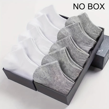 1/5/10/20 Pairs Men's Anti-odor Plain Color Thin Sweat-absorbing Breathable Invisible Ankle Socks, Boat Socks For Spring & Summer