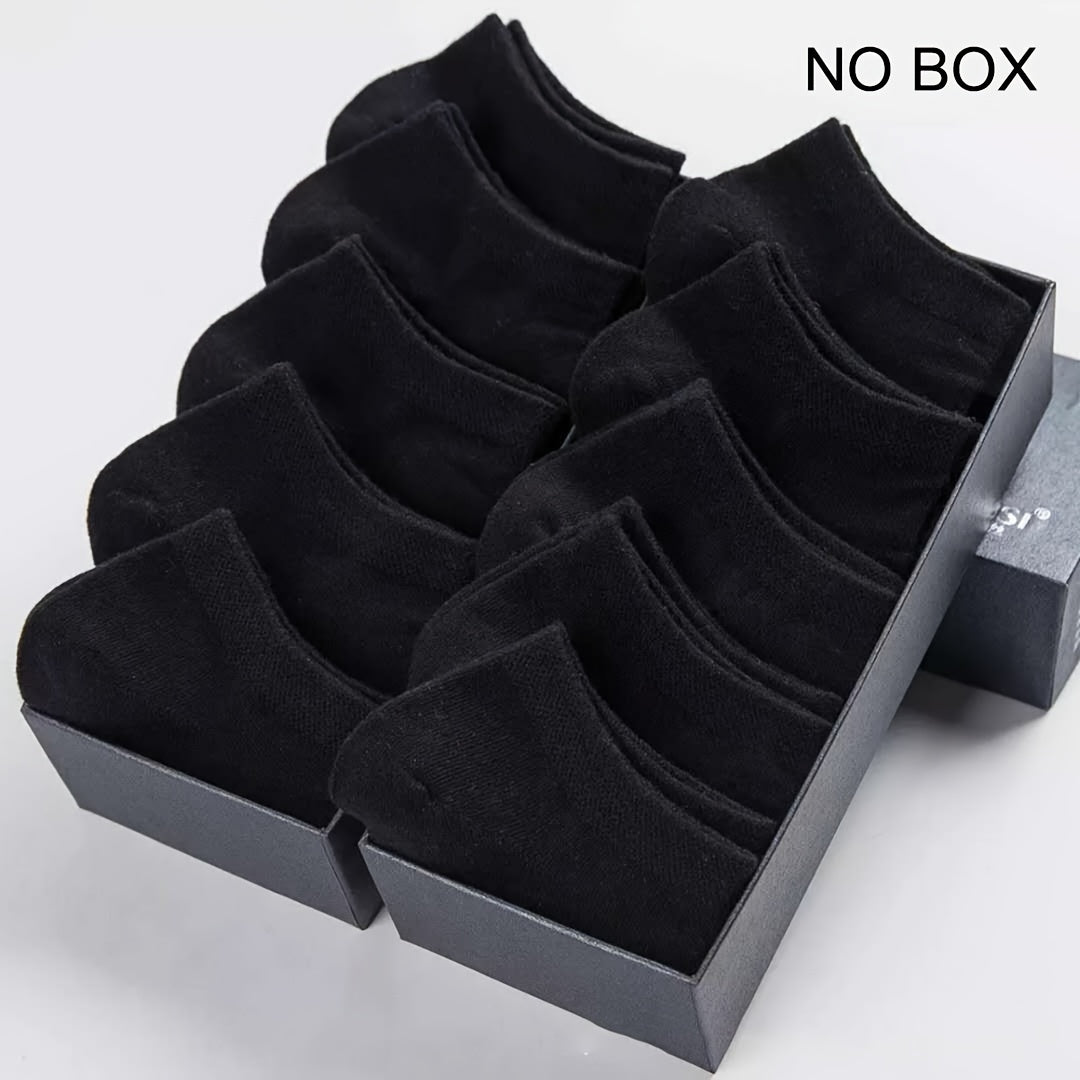 1/5/10/20 Pairs Men's Anti-odor Plain Color Thin Sweat-absorbing Breathable Invisible Ankle Socks, Boat Socks For Spring & Summer