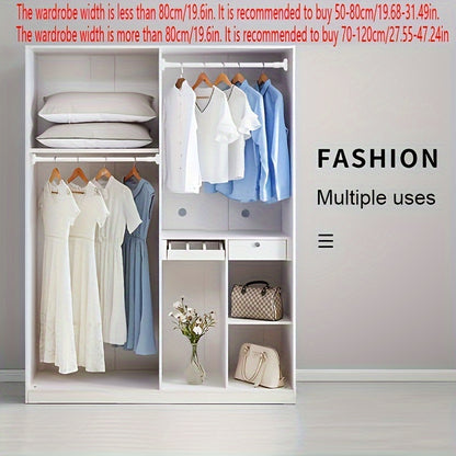 1pc Adjustable Tension Curtain Rod - Multipurpose Heavy-Duty No-Drill Extendable Rod for Shower, Closet, Window, Towel Rack - Metal & Plastic Home Accessory