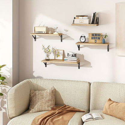 [4pcs Floating Shelves] 4pcs Floating Shelves, Wall Mounted Shelves | For Room Decor, Bathroom Storage, Bedroom, Living Room, And Plants, Home Storage Decoration Utility Shelf