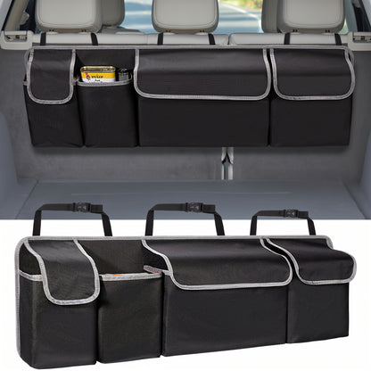 1Pc Car Seat Back Storage Bag Oxford Cloth Car Trunk Organizer With Seat Back Storage, Collapsible Waterproof Large Capacity Multi-pocket Car Tools And Accessories Storage Bag