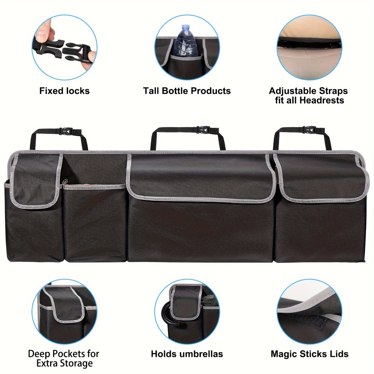 1Pc Car Seat Back Storage Bag Oxford Cloth Car Trunk Organizer With Seat Back Storage, Collapsible Waterproof Large Capacity Multi-pocket Car Tools And Accessories Storage Bag