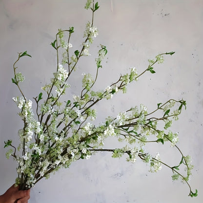 [39inch Cream Artificial Blossom] 1/5/10pcs, 39inch Cream Artificial Blossom Branch With Buds, Faux Spring Plant Stem, Centerpieces Floral Wedding Home Decoration Gifts, Room Decoration, Aesthetic Room Decor, Garden Decor, Ho