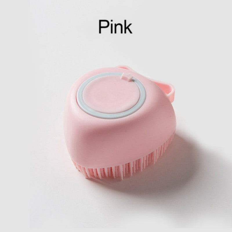 Soft Dog Shampoo Massager Bath Brush with Detachable Head & Soft Bristles - Gentle Pet Grooming Shower Brush for Sensitive Light Beige, Easy-Clean Design, Multi-Color Options (Pink, Blue, Yellow, Green, Turquoise) - Bath Time