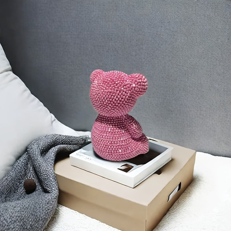 [Art Deco Pink Bear Sculpture] 1pc Art Deco Style Resin Pink Bear Sculpture, Love Theme Figurine, Versatile Room Decor for Living Room, Bedroom, Prayer Room, Christmas, Halloween, Thanksgiving, Valentine's Day, New Year