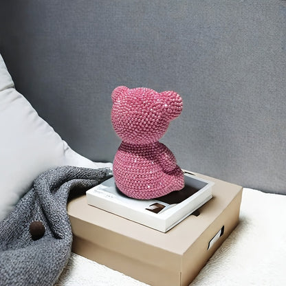 [Art Deco Pink Bear Sculpture] 1pc Art Deco Style Resin Pink Bear Sculpture, Love Theme Figurine, Versatile Room Decor for Living Room, Bedroom, Prayer Room, Christmas, Halloween, Thanksgiving, Valentine's Day, New Year
