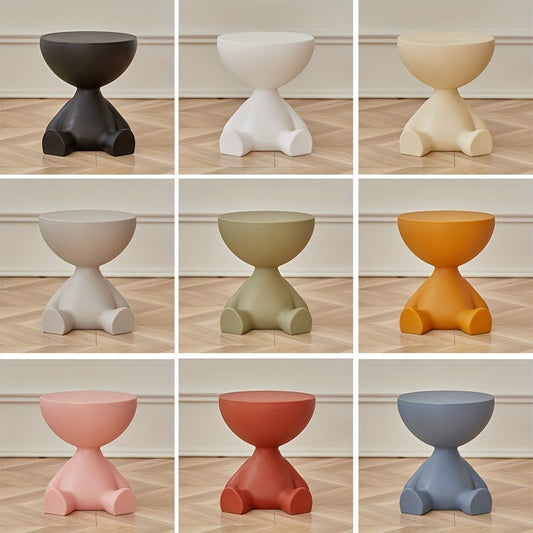 1pc Chic Cream-Style Round Side Table - Lightweight, Durable Plastic, Multi-Functional Ottoman Accent Table in Various Colors for Living Room, Bedroom, Kitchen, Bathroom - Modern Design with Sleek Surface, Table Decor, Desk &