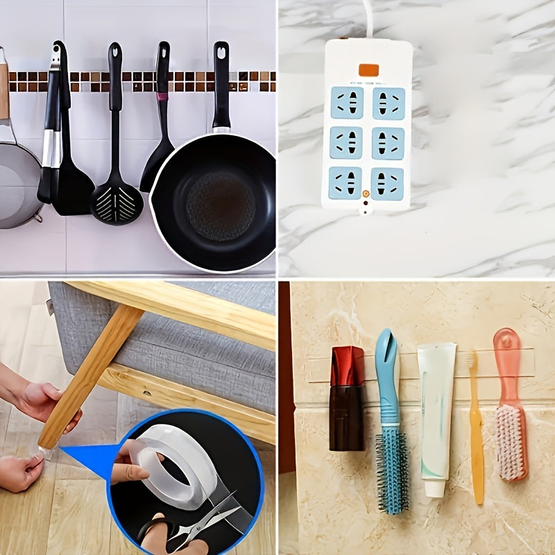 1 Roll Outdoor Heavy Duty Double Sided Tapes, Reusable Traceless Strong Sticky Tape Strips, Multipurpose Removable Washable Clear Mounting Nano Tape For Paste Items In Home Office Car