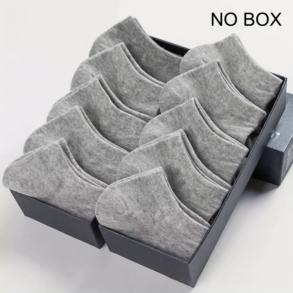 1/5/10/20 Pairs Men's Anti-odor Plain Color Thin Sweat-absorbing Breathable Invisible Ankle Socks, Boat Socks For Spring & Summer