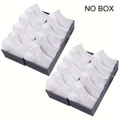 1/5/10/20 Pairs Men's Anti-odor Plain Color Thin Sweat-absorbing Breathable Invisible Ankle Socks, Boat Socks For Spring & Summer