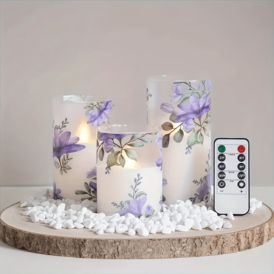 Set of 3 Flameless Pillar Candles - Battery Operated with Remote Control and Timer, Realistic Twinkle Effect, Perfect for Home Decoration, Party, Wedding, and Ambient Lighting