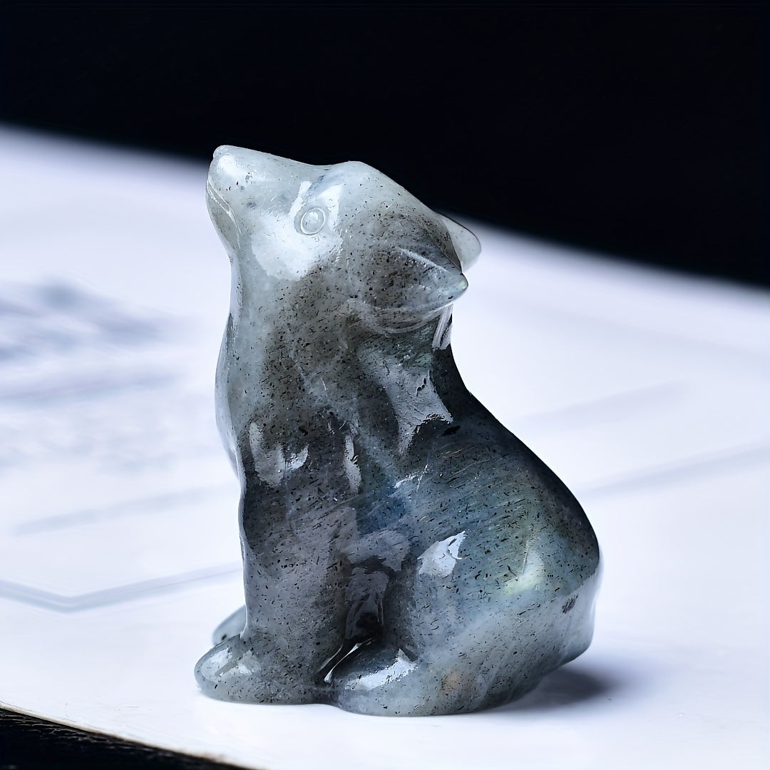 1pc 3. 5cm/1. 38in Crystal Carving Wolf, Pocket Decoration, Bare Stone, Home Decoration