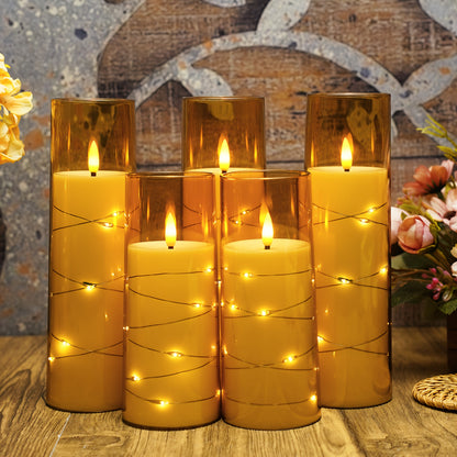 [Fast Arrival] 7-Acrylic Flameless Column Candle - Flameless Candles with Remote Control, Embedded Star String, and Battery Powered LED Lights - Perfect Home Decoration for Halloween and Christmas Ambiance